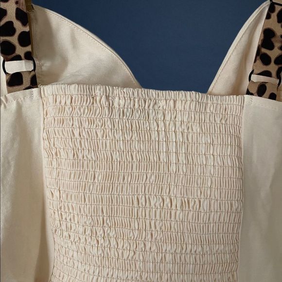 Moon River : Cream Bow Crop Cami with Leopard Print Straps - Picture 10 of 14
